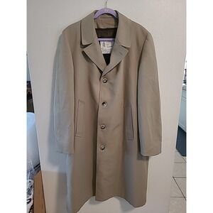 Vintage London Fog 42 Long Trench‎ MainCoats Beige Over Coat Jacket USA Made